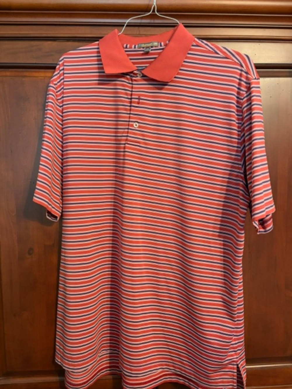 Peter Millar Like New Mens Polo Size XL Red / Navy Stripe